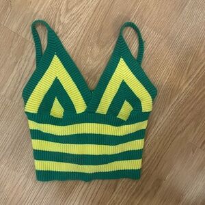 Subdued Brazil Crop Cute Summer Knit Tank